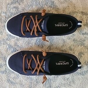 Sperry Top Sider shoes size 7W navy blue canvas